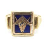 A 9ct gold Masonic swivel ring with enamel decoration, 4.