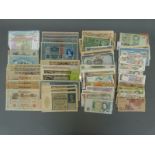 Approximately 130 largely used world bank notes,