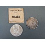 Edward VII 1902 silver Coronation medal together with a 1905 Edward VII one Rupee