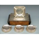 Three Walker and Hall hallmarked silver cigar ashtrays with weighted bases,