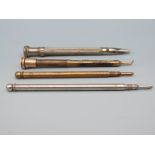 Propelling pencil, toothpick with yellow metal mount,