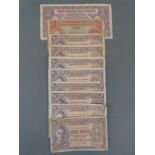 Eight one cent 1941 Malaya Commissioners banknotes,