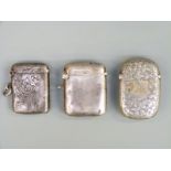 Three late 19thC / early 20thC hallmarked silver vesta cases