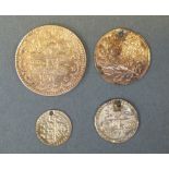 Four gold Turkish coins, three hammered, one milled, total weight 7.