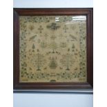 A framed sampler by Elizabeth Moore, August 6th 1819,