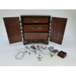 A Victorian silver brooch set with agate, Swarovski Crystal bracelet, vesta case, silver ring,