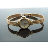 Avia 9ct gold ladies ladies wristwatch with gold hands and baton markers,