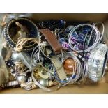 A large collection of costume jewellery including silver plated