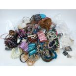 A collection of costume jewellery to include beads,