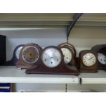 Quantity of mantel clock cases some with mechanisms, examples include Mappin & Webb,