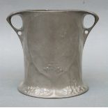 Kayserzinn pewter Art Nouveau handled cup / vase holder, height 11.