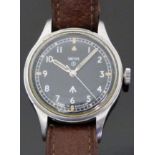 Smiths W10 gentleman's military wristwatch with luminous steel hands, white seconds hand,
