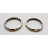 Two white gold eternity rings set with diamonds, size Q and O, 4.