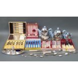 A quantity of silver plated ware including boxed sets of cutlery,