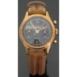 Tollet gentleman's chronograph wristwatch with gold hands and Arabic numerals,