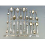 A Victorian Walker & Hall part canteen of Queens pattern cutlery of single struck design,