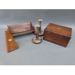 Rosewood workbox and sewing threads, book trough,