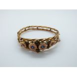 A 9ct gold Victorian bracelet set with blue paste and diamonds, 8.