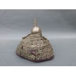 Turkoman / Afghan /Northwest frontier 19thC traditional white metal girl's wedding hat with tapered