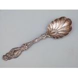 An American white metal Art Nouveau style spoon in the manner of Tiffany,