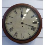 A late 19thC mahogany cased dial wall clock with anonymous single train fusee movement,