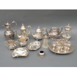 A quantity of silver plate including six person egg set,