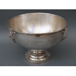 A large silver plated punch bowl or similar, engraved Champagne Charles de Cazonove,