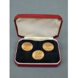 A 1966 set of three gold full sovereigns by Shell