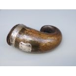 A 19th Scottish silver mounted horn snuff mull engraved Murdo McLean Keanlochour, length 9.