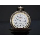 K Serkisoff & Co of Constantinople continental silver full hunter pocket watch with inset