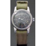 Waltham Type A-17 gentleman's US military wristwatch with luminous hands and Arabic hour numerals,