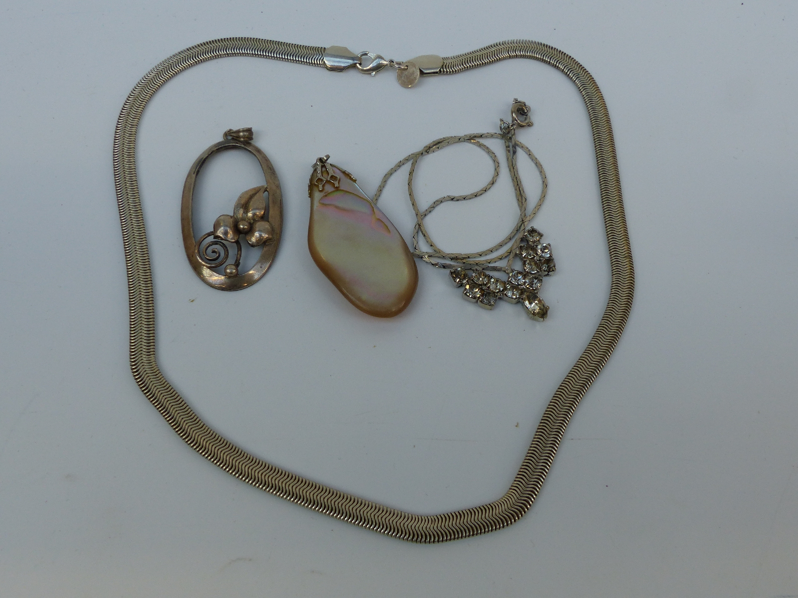 A collection of silver jewellery including a watch, Alpaca brooch and bracelet, - Image 9 of 14