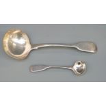 A hallmarked silver Fiddle pattern ladle, London 1823,