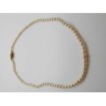 A single strand of cultured pearls with a 9ct gold clasp