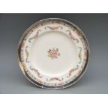 An American white metal mounted Mintons porcelain dinner plate impressed Sherve & Co,