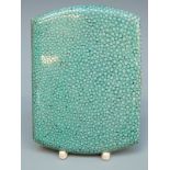A George V hallmarked shagreen covered cigarette case with glitter interior,