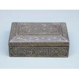 A 19thC white metal and brass hinged prayer box,