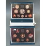 Six sets of UK proof coin collections, 1985, 1986, 1993, 1994, 1990,