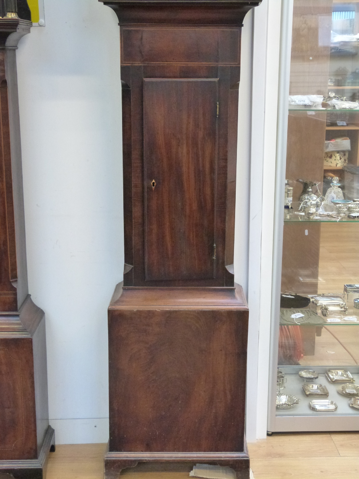 A 19thC 8-day longcase clock in plume mahogany case restored with beaded inlay, - Image 3 of 6