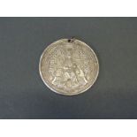 Silver commemorative token issued by Cologne Sparkasse (savings bank) for respectable customers in
