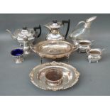 A quantity of silver plate to include serving dish, warmer, decanter,