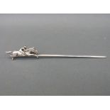 A hallmarked silver novelty racing interest letter opener or paper knife,