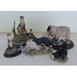 Two Border Fine Arts limited edition figures of otters and sheep, a sheepdog figure,