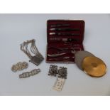 A collection of items to include Zwilling, JA Henckels, Germany manicure set, silver necklace,