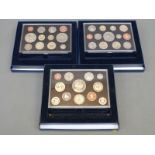 Three Royal Mint UK proof coin collections comprising 2005, 2006 and 2007,