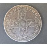 James II 1687 crown, second bust, better than fine,