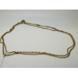 Two 9ct gold belcher chains, 16.