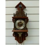 Dutch 30-hour Stoelklok, 20thC in the 18thC style with burr walnut finish to case, brass decoration,