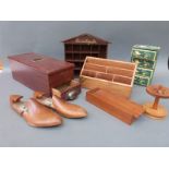 Assorted wooden items including cash register,