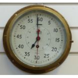 A Smiths Astral mid to late 20thC brass cased ship's style bulkhead / ship's clock,